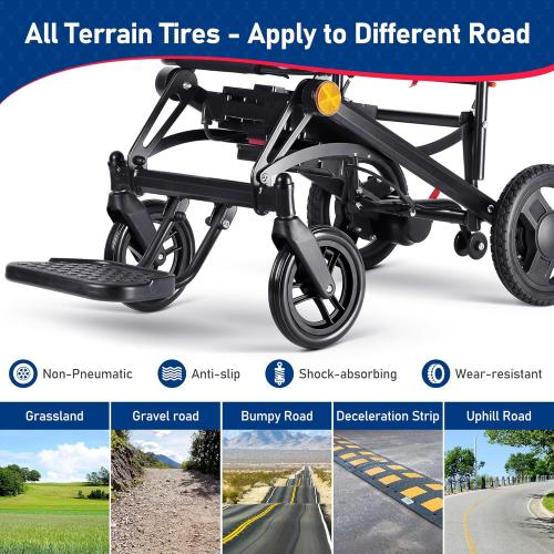 Lightweight Electric Wheelchairs for Adults Foldable Only 35lbs, 500W Dual Motors Motorized Wheelchairs for Seniors Support 250 lbs, All Terrain Travel Powered Wheel Chairs, Black