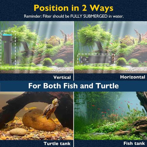Aquarium Filter with U - V Clarifier for Green Water Cleaning | Fish Tank Filter to Remove Al-gae | Green Killing Machine | Aeration/Rainfall Mode | with Timer | Turtle Tank Filter (10-30Gal)