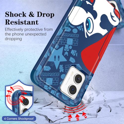 JoySolar Heavy Duty Phone Case for Moto G 5G 2023 for Boys Kids Girls - Cute Cartoon Cool Hard Triple Layers Rugged Military Full Body Cover Drop Protective Cases, Blue