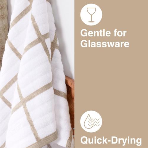 3 Packs All-Clad Checked Kitchen Towel: Highly Absorbent, Super Soft Long Lasting - 100% Cotton, 17x30 Tea Towel for Cleaning & Drying Dishes, Pans, Glassware, or Countertops, (1-Pack), Cappuccino