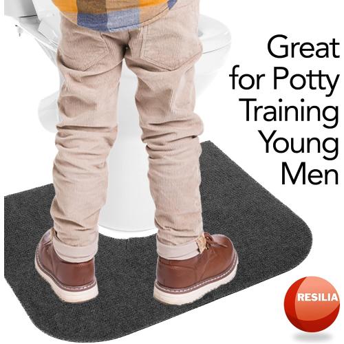 RESILIA Universal Rounded Commode Potty Training Mats - Super-Absorbent Toilet Training Rug for Kids, Universal Bathroom Protector Pads, 4 Pack, Charcoal, Made in The USA