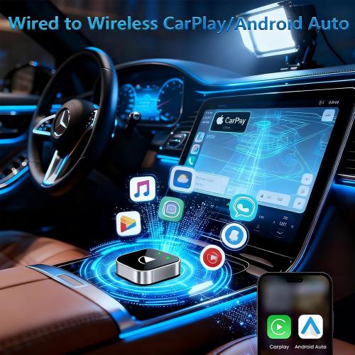 2026 Upgraded Wireless CarPlay Adapter - Fast Auto-Connect, Stable Connection, Mini Size Plug & Play Adapter for iPhone & Android Auto Compatible Cars