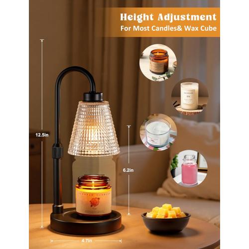 Innqoo Candle Warmer Lamp with Timer, Dimmable Candle Warmer for Jar Candles, Height Adjustable Wax Melts Warmer, Birthday Gifts for Women Mom, House Warming Gifts New Home Decor