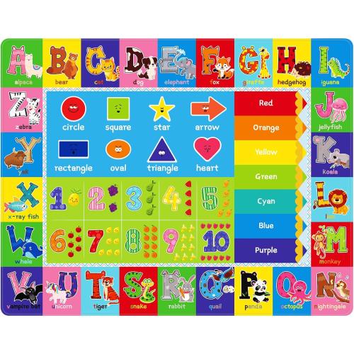 Baby Play Mat Kids Rug for Floor, Playmat for Kids Toddlers Infant, Extra Large Thick Playtime Collection ABC, Numbers, Animals Educational Area Rugs for Playroom (59 x 39.4 Inch)