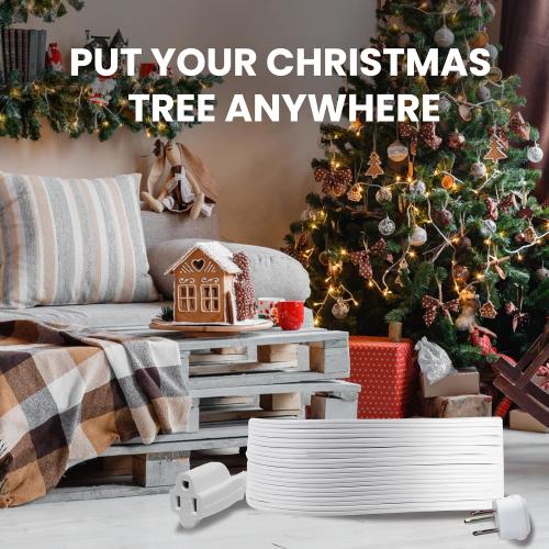 YOJOE Indoor Extension Cord, 3 Prong Grounded 13A Power Cord, 16 Gauge Heavy Duty 10 ft White Flat Plug Extension Cord for Home, Office, 16/3 SPT-3 UL Listed