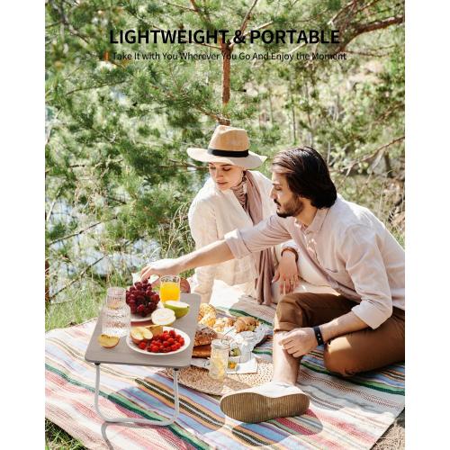 Foldable Laptop Desk, Portable Lap Desk Bed Table, Lightweight Breakfast Table Tray Desk, Laptop Stand, Mini Table for Working Writing Drawing Eating Picnic-Walnut