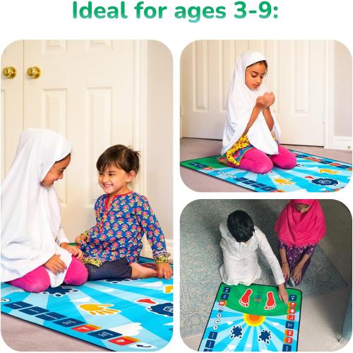 My Salah Mat for Kids - Interactive Muslim Prayer Rug for Kids Learning The Salah - Fun & Easy Prayer Mat with 36 Touch Keys, 15 Languages, Speaker, & Booklets - Islamic Toys for Ages 3 to 8