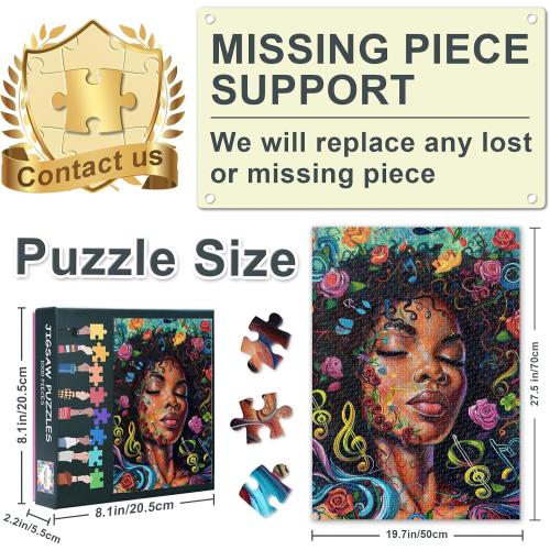 Black Girl 1000 Piece Puzzle for Adults, African American Theme