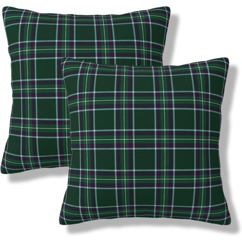 Christmas Throw Pillow Covers 18x18 Inch Set of 2 Scottish Tartan Plaid Square Pillow Cases Farmhouse Classic Outdoor Pillowcase Decorative Cushion Cover for Couch Sofa