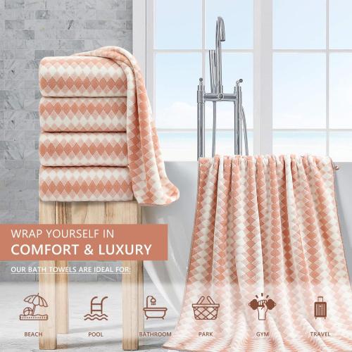 4 Piece Extra Large Bath Towel Set Oversized Bath Sheet 35x70 Bathroom Towel Set Soft Highly Absorbent & Quick Dry Premium Bath Towel for Bathroom 600GSM Shower Towel Spa Gym Hotel,Peach