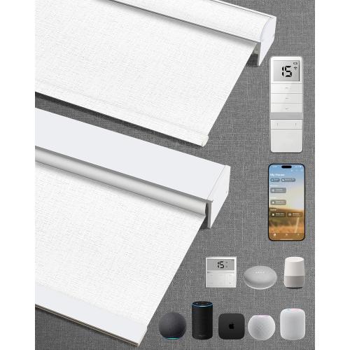Kincmo Motorized Blinds with Remote,100% Blackout Motorized Roller Shades Work with Apple Homekit,Alexa,Google, Custom Electric Blinds with App,Voice Control (Classic White)