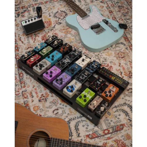 STRICH Guitar Pedal Board Extra Large Size, Aircraft Grade Aluminum 2.9lb Lightweight Pedalboard 25'' x 12.7'' x 2.83'' Effect Pedals board with Carry Bag, STANDARD 25 (Angled)