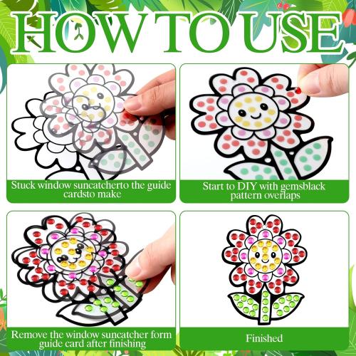 36 Sets Spring Diamond Painting Kits DIY Hanging Diamond Art Spring Crafts Butterfly Flower Gem Ornaments for Home Party Decor Sunday School Classroom Activities