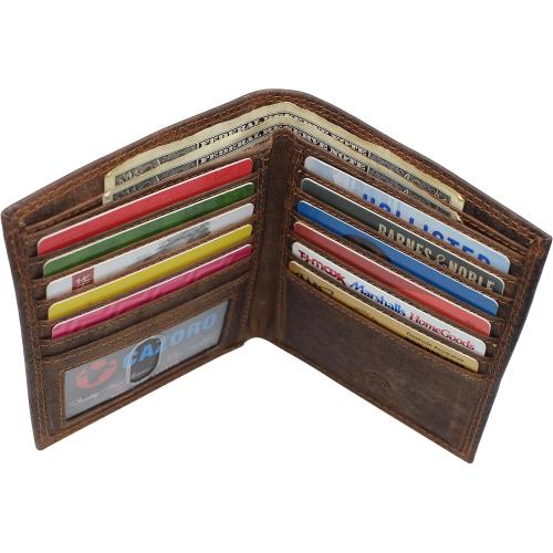 RFID Blocking Bifold Hipster Credit Card Wallet Premium Lambskin Leather (Vintage)