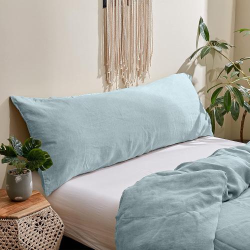 Simple&Opulence Body Pillow Cover 20 x 54,100% Pure Linen, Ultra Soft and Breathable, Body Pillowcase with Envelope Closure for Adults(Dusty Blue)