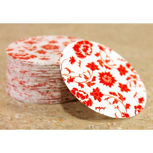 eSplanade Disposable Printed Paper Coasters - Use and Throw Reversible Round Paper Coasters - Set of 100 - Red Floral