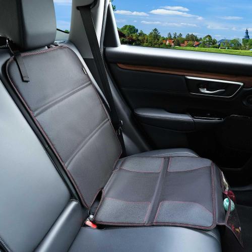 Black and Red Universal Fit PIDO Car Seat Protector for Child Car Seat, 2 Pack Carseat Protectors with Thick Padding and Non-Slip Backing, Protective Cover Mat for Vehicle Leather Upholstery (Black/Red)