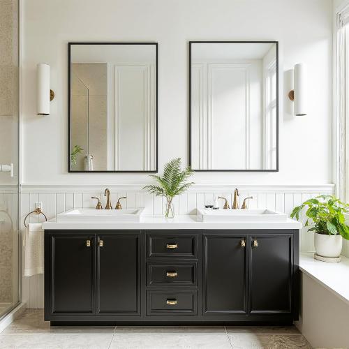 FICTOR Bathroom Vanity Mirror-Black,30x20 Inch, Shatterproof & Anti-Rust, Wall Mount Rectangle Mirrors with Metal Frame for Over Sink, Bathroom, Bedroom, Living Room,Entryway
