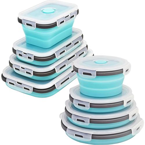 8 Collapsible Food Storage Containers, Silicone Collapsible Food Storage Containers, Collapsible Food Storage Silicone, Rv Collapsible Bowls, Collapsible Storage Containers for Food Camping