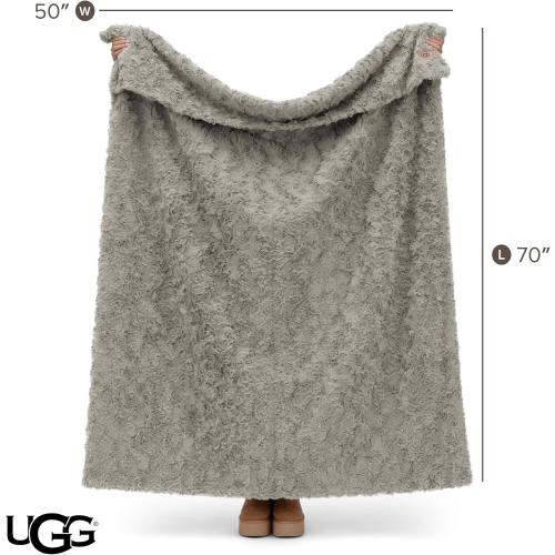 UGG Adalee Faux Fur Throw Blanket for Couch, Cozy Fuzzy Blanket for Chair or Bed, Easy Care Reversible Fluffy Throw, Luxury Home Decor, 50-inch x 70-inch, Seal Grey
