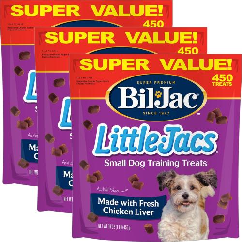 3 Pack Bil-Jac Little Jacs Small Dog Training Treats, Chicken Flavor, Made with Chicken Liver, 16oz (3-Pack)