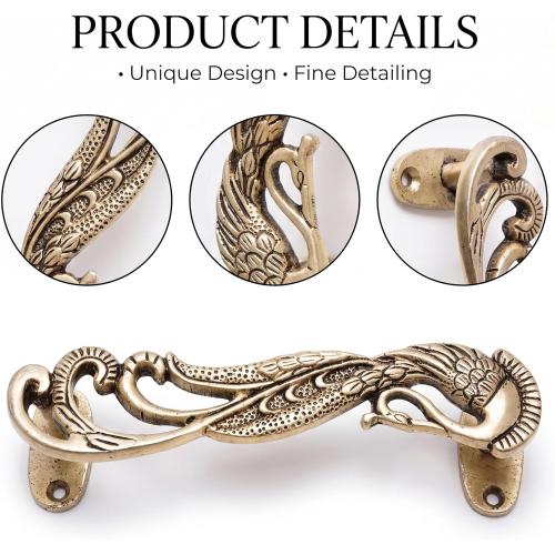 Indian Shelf Brass Peacock Door Handle Pair Vintage Pulls for Main Door