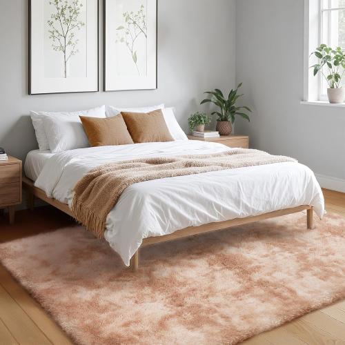 YOBATH Fluffy 5x8 Shag Area Rugs for Bedroom Living Room, Soft Fuzzy Shaggy Carpet Rugs for Girls Boys Kids Indoor Floor Nursery Home Decor, Tie-Dyed Beige