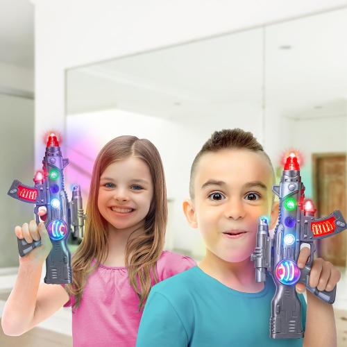 Silver ArtCreativity Light Up Space Gun Toy for Kids - 12.5 Inch Alien Blaster with Multicolor LEDs, Sound Effects, Batteries Included, Fun Halloween Costume Accessory and Party Toy