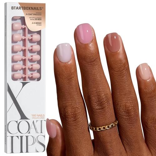 BTArtboxnails XCOATTIPS Bare 5-Shade Nude Press On Nails, XXS Squoval 160Ct