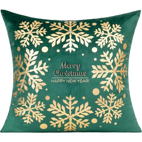 All Smiles Christmas Decorations Throw Pillow Covers Cases 16X16 Set of 4 Winter Xmas Indoor Home Décor Ornaments Velvet Navidad Cushion for Sofa Christmas Tree Snowflake Reindeer， Dark Green Gold