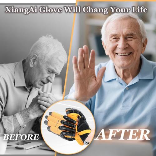 ‼️only has one portable gift box ‼️ and one portable charging plug ‼️2PCS Rehabilitation Robot Gloves for Left and Right Hands Recovery, Finger Rehab Robotic Glove Hemiplegia Stroke Therapy Equipment, 4 Modes, 2600mAh Rechargeable, 4 Sizes (Large)