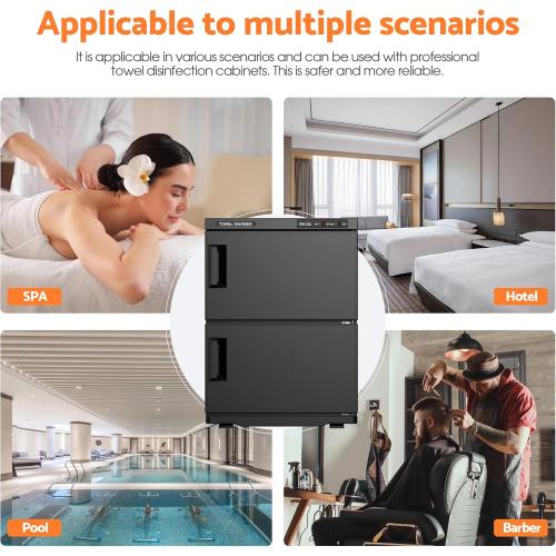 32L Hot Towel Warmer for SPA Professional Double Cabinet Towel Heater Machine for Facial, Massage, Hair Salon, Barber, Estheticians, Beauty Salon,Black