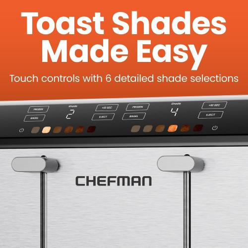 ‼️item may come with stains ‼️and missing pieces ‼️Chefman Smart Touch 4 Slice Digital Toaster, 6 Shade Settings, Touchscreen Bagel Toaster 4 Slice with Extra-Wide Slots,  10 Seconds, Defrost, Removable Crumb Tray – Stainless Steel
