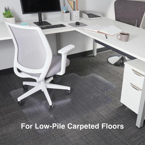 Staples Office Chair Mat, Clear Floor Mats with Lip, Flat-Pile Carpets, Extended Under-Desk Coverage, Smooth Glide