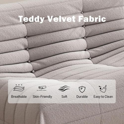 Grey Bean Bag Chair for Adults, Oversized Loveseat Fireside Chair Comfy Lazy Floor Sofa, 2 Seater Lazy Sofa Couch Memory Foam Bean Bag for Living Room, Bedroom Apartment Office (Grey)
