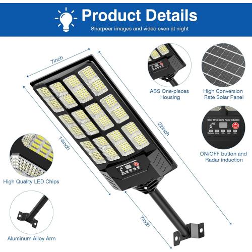 Solar Street Lights Outdoor Waterproof,48000LM 320°Wide Angle Flood Light, LED Solar Parking Light with Motion Sensor and Remote Control for Outdoor, Streets, Courtyards,Parking Garages,2Pack