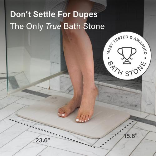 Beige Home Bath Stone Mat  – Luxury Diatomite Stone Mat, Quick-Dry, Non-Slip, Rain Sandstone