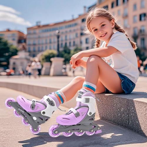 2PM SPORTS Inline Skates with Light Up Wheels, Roller Skates Blades for Boys Girls Kids Ages 5-8 8-12 4-6 6-12, Size Adjustable Beginner Blades Roller Skates