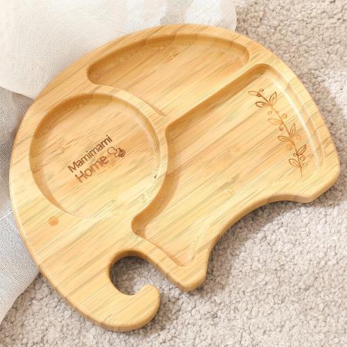 Baby Bamboo Suction Plates, Food Dishes Feeding for Led Weaning Plate, Baby Utensils, BPA Free