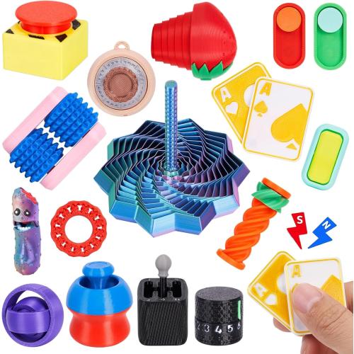 16PCS 3D Printed Fidget Toys, Sensory Toys for Kids with Autism ADHD, Classroom Treasure Box & Calm Down Corner Must Haves, Stress Relief Gifts for Kids Teens Adults