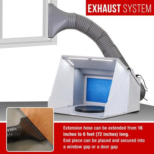 Master Airbrush Portable Airbrush Spray Booth Kit with Dual Exhaust Fans, 4 LED Lights, Turntable & Extension Hose, 16x18x13 Hobby Airbrush Booth for Painting, Models, Arts, Crafts, Cakes