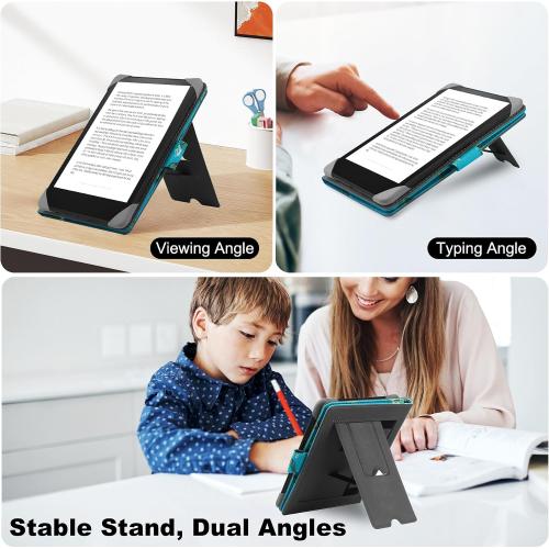 HoYiXi Universal Case Compatible with 6.8-7 Kobo/Pocketbook/TolinoKindle Paperwhite/Kobo Clara HD/Kobo Clara 2E Leather Stand Cover for 6-6.8'' E-Book eReader,Flower