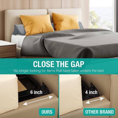 Vekkia King Bed Wedge Pillow for Headboard Gap/Bed Mattress Gap Filler Wedge,Bed Gap Filler Close Gap (0-6),Stop Pillow Falling Down-Gray(76x10x6)