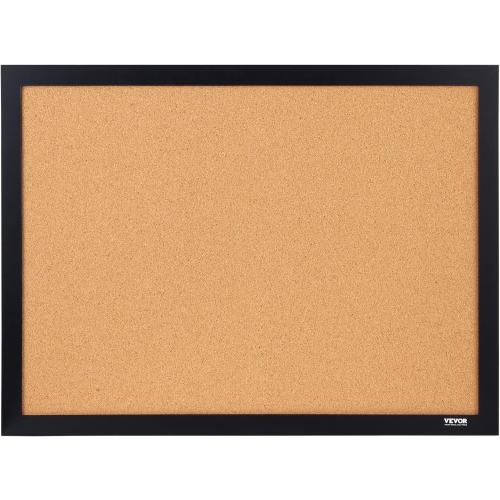 VEVOR Cork Board, Large Bulletin Board with Black MDF Frame, Wall Mounted Pin Board for Office, School and Home Decor, Hanging Message Board for Pictures and Notes, 10 Push Pins Included