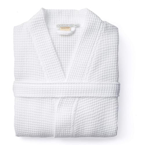 Coyuchi Unisex Organic Waffle Robe, Long Bathrobe, Cotton, Alpine White, (S-M)