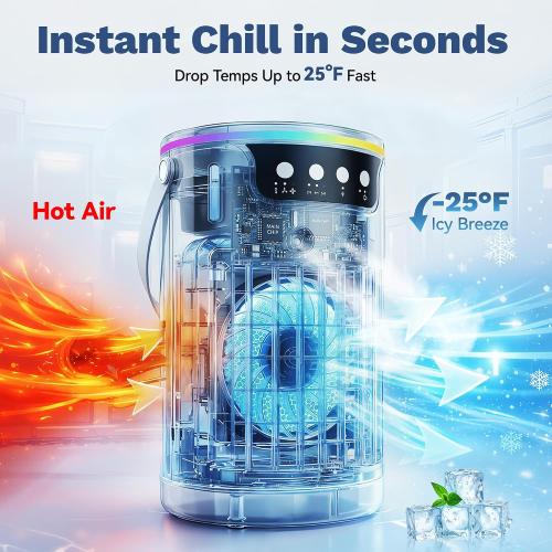 Portable Air Conditioners, Personal Evaporative Air Cooler 1200ML with Ice Cooling Mist Fans That Blow Cold Air Like AC Mini AC Unit for Bedroom, Home Office Desk and Car RV (White)