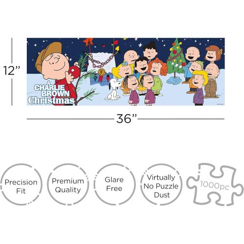 AQUARIUS Peanuts Charlie Brown Christmas Puzzle (Slim 1000 Piece Jigsaw Puzzle) - A Charlie Brown Christmas Puzzle - Officially Licensed - Glare Free - Precision Fit - 12 x 36 Inches, Multi Color