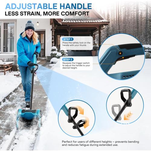 20V Electric Snow Shovel, 12-Inch Cordless Snow Blower with 2 4.0Ah Batteries & Fast Charger, Adjustable Front Handle, Directional Chute Lightweight 11lb for Driveway, Sidewalk, and Steps