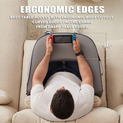 Lap Desk Pillow, Lap Pillow for Laptop, Memory Foam Bed Desk Pillow for Working, Gaming, Reading, Crocheting in Bed Couch(Grey)