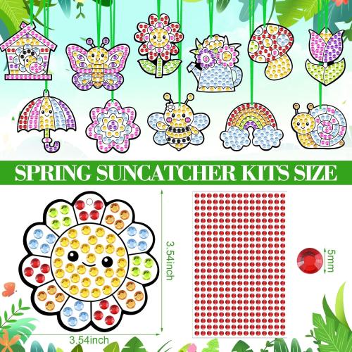 36 Sets Spring Diamond Painting Kits DIY Hanging Diamond Art Spring Crafts Butterfly Flower Gem Ornaments for Home Party Decor Sunday School Classroom Activities